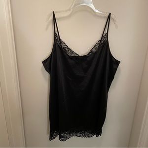 In’Voland Black Satin Look Chemise Lace Trim Lingerie Women’s Size 26W